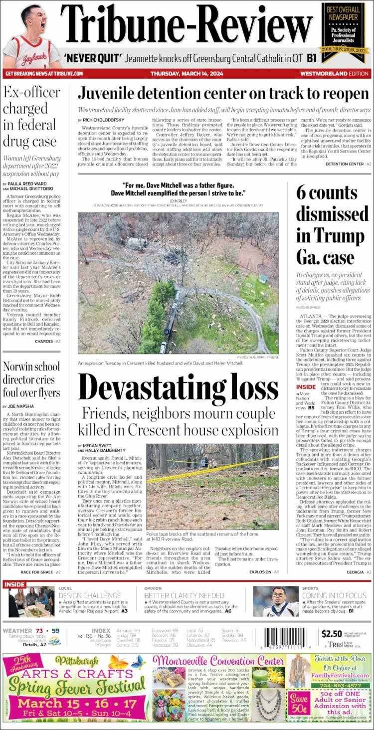 Portada de Tribune-Review (USA)