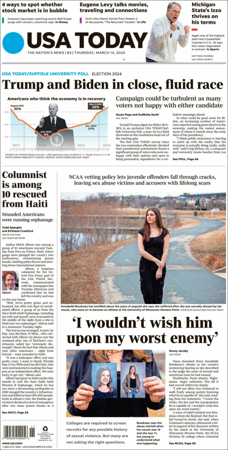 Portada de USA Today (USA)