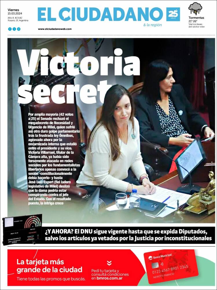 Portada de Diario El Ciudadano (Argentina)