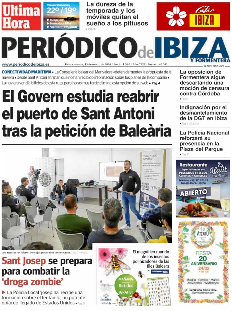 Portada de Periódico de Ibiza (Espa&ntilde;a)