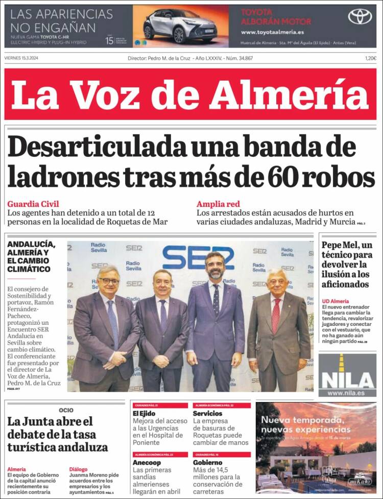 Portada de La Voz de Almería (España)