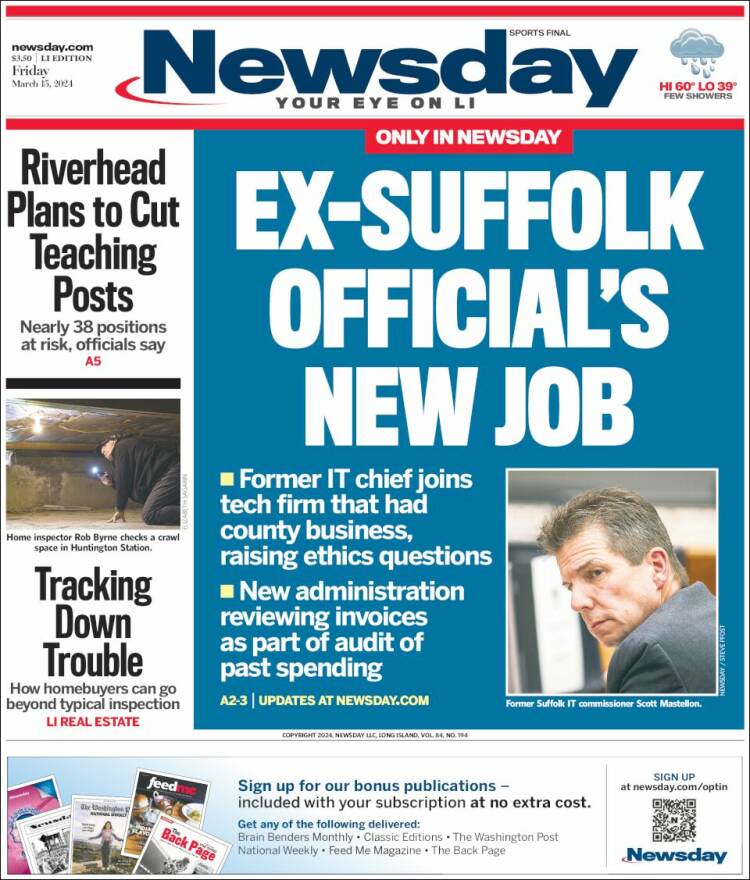 Portada de Newsday (USA)