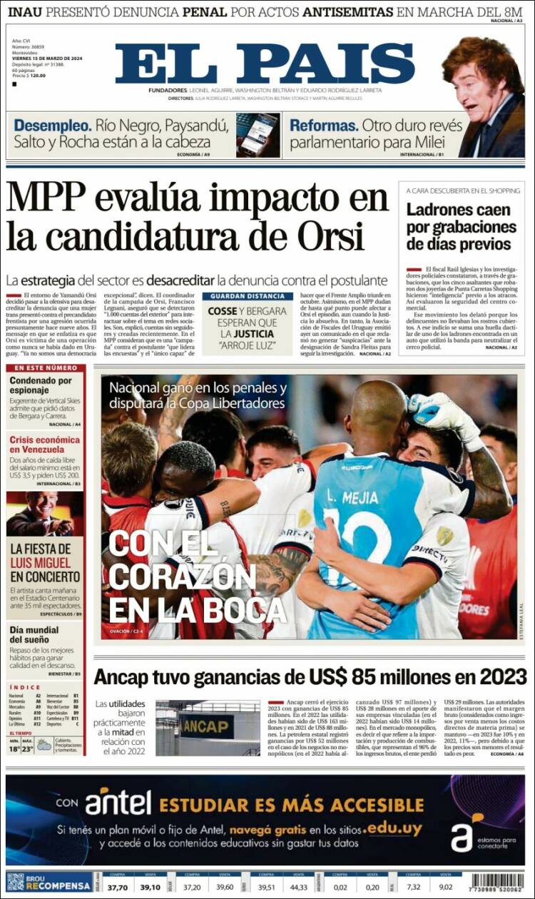 Portada de El País (Uruguay)