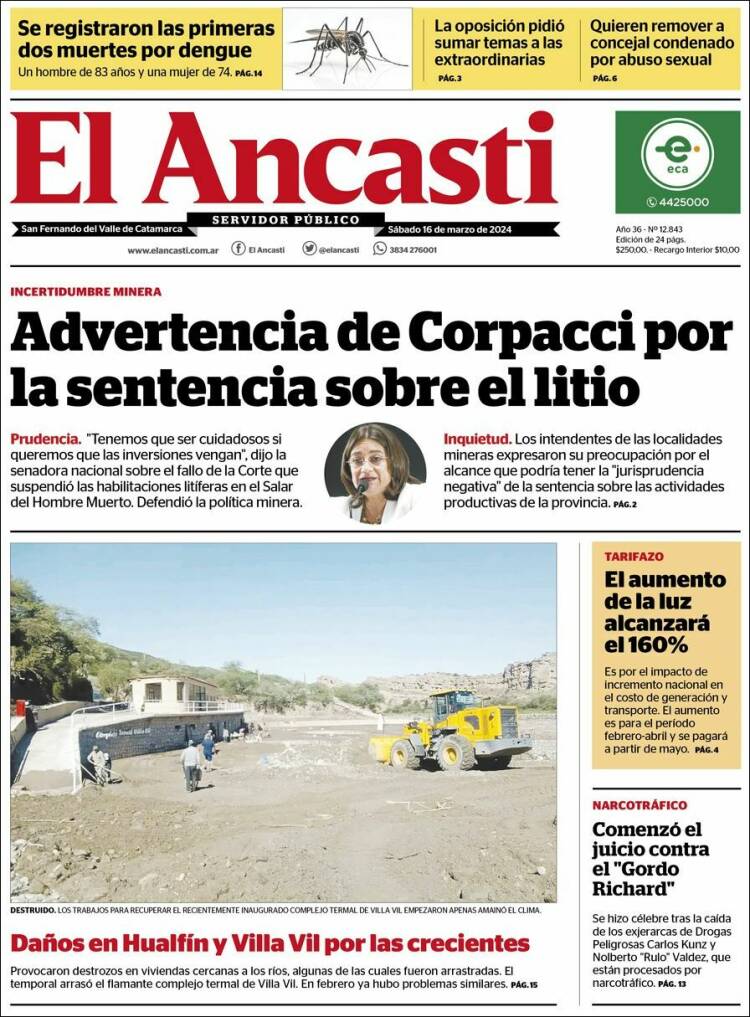 Portada de El Ancasti (Argentina)