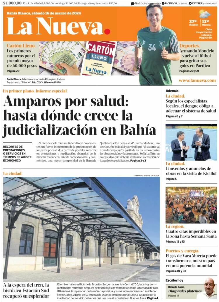 Portada de La Nueva Provincia (Argentina)