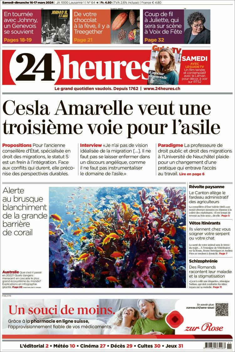 Portada de 24 Heures (Suiza)