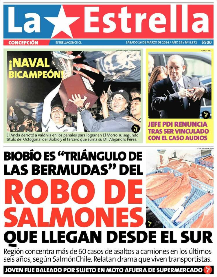 Portada de La Estrella de Concepción (Chile)