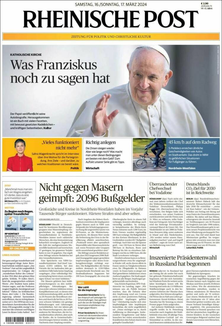 Portada de Rheinische Post (Alemania)
