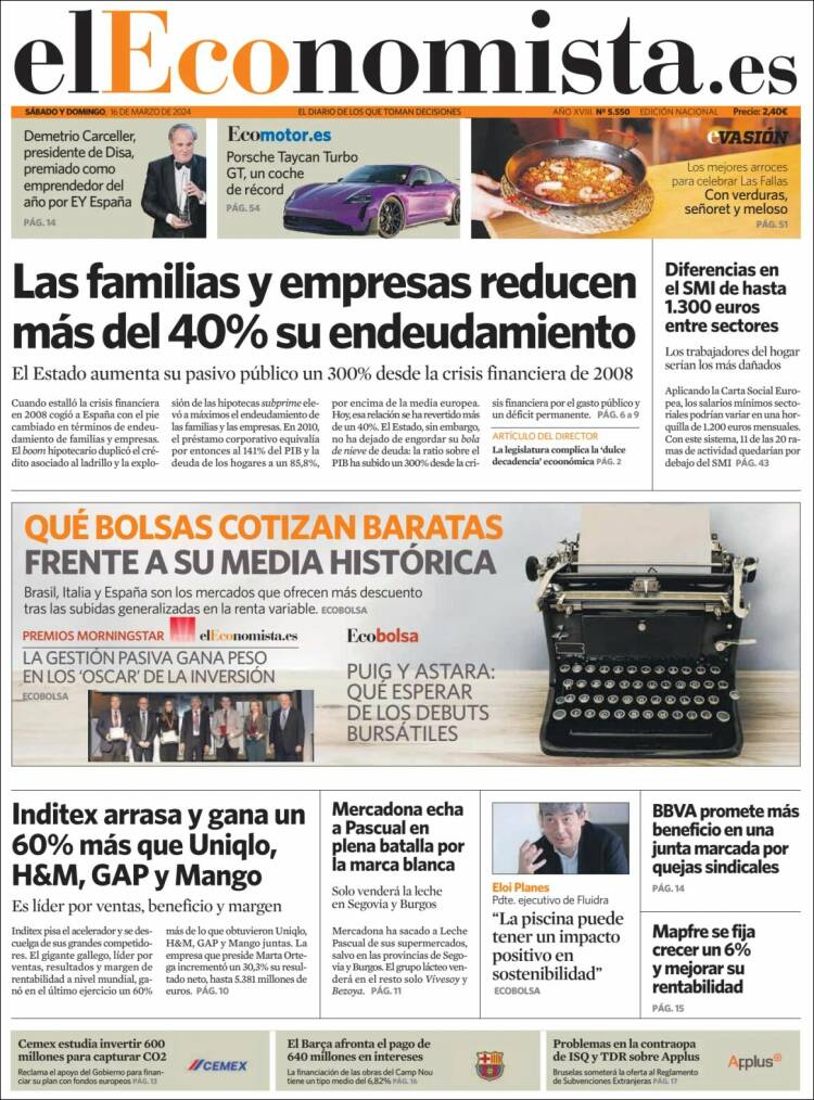 Portada de El Economista (Espa&ntilde;a)