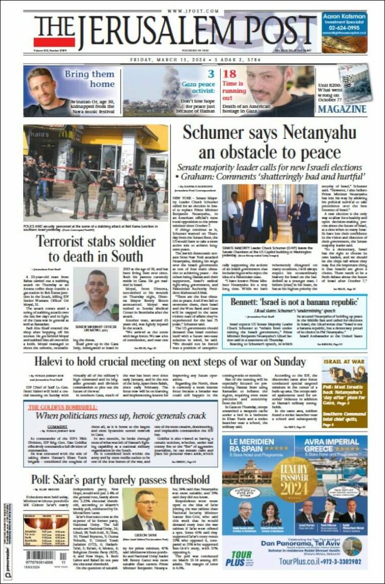 Portada de The Jerusalem Post (Israel)