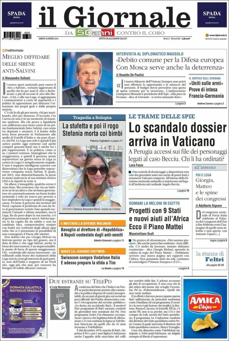 Portada de il Giornale (Italia)