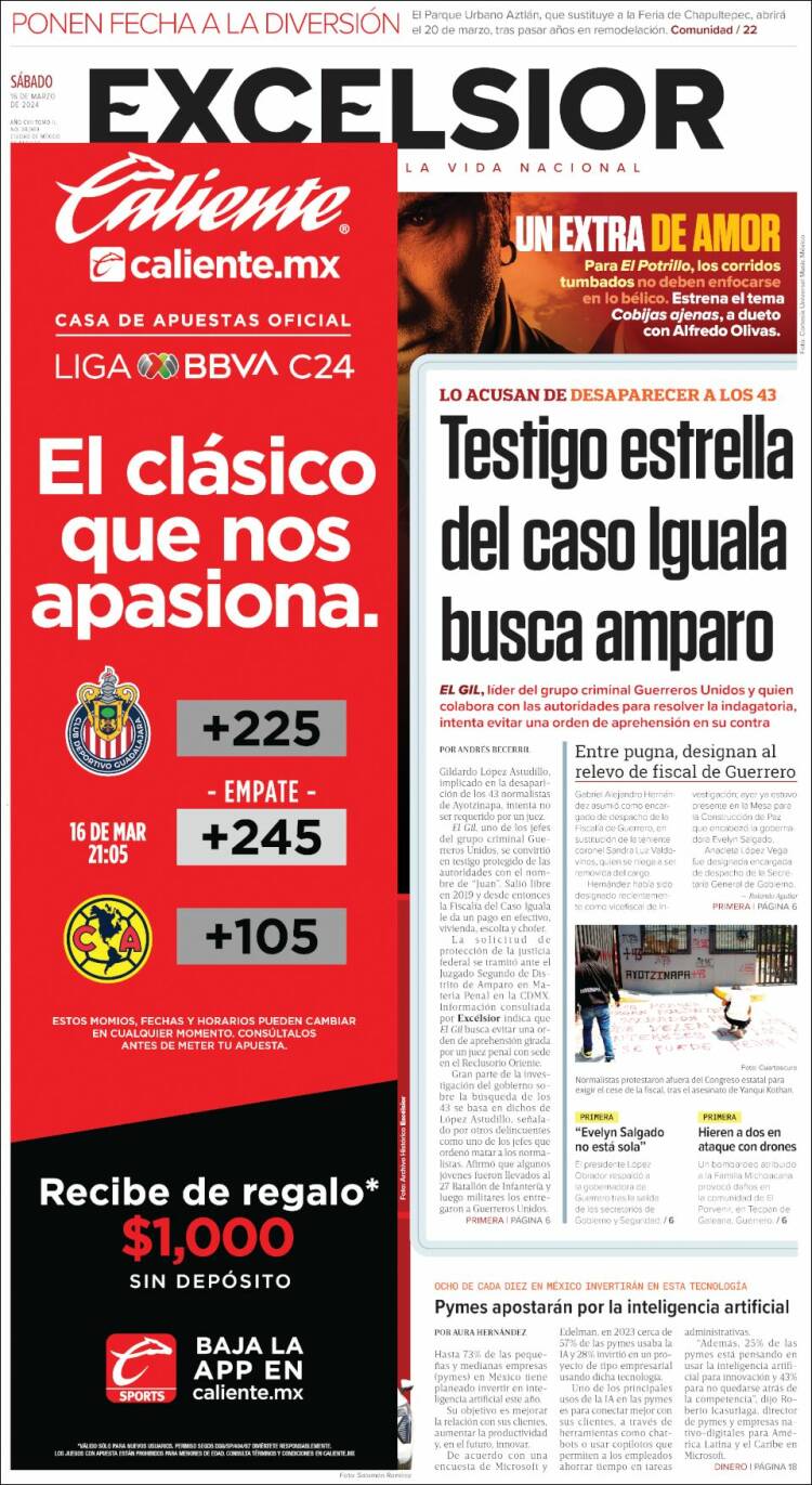 Portada de Excelsior (M&eacute;xico)