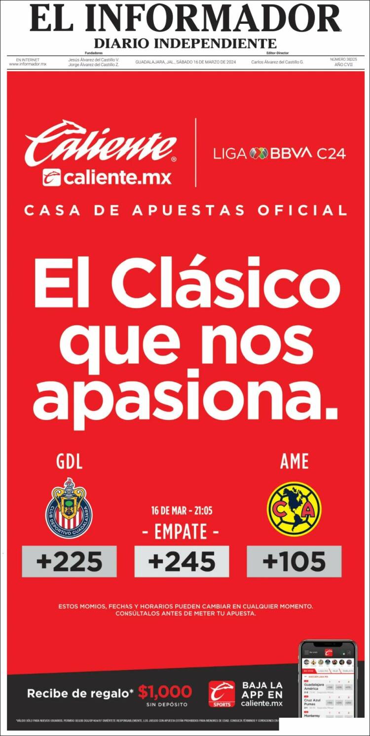 Portada de El Informador (M&eacute;xico)