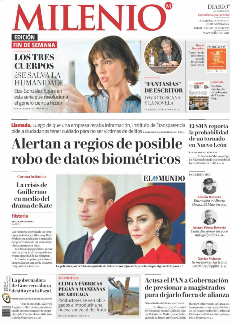 Portada de Milenio de Monterrey (M&eacute;xico)