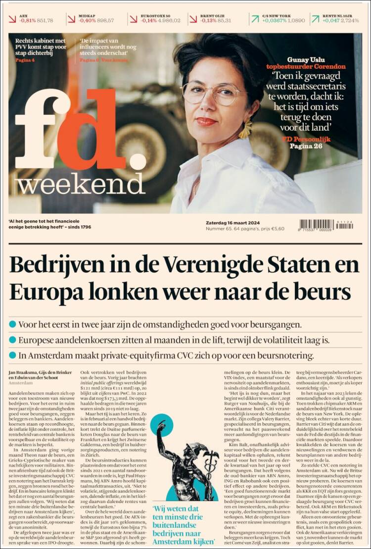 Portada de Het Financieele Dagblad (Pa&iacute;ses Bajos)