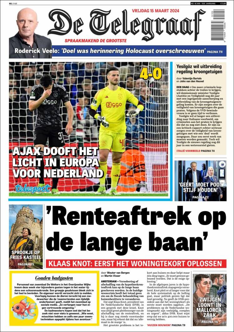 Portada de De Telegraaf (Pa&iacute;ses Bajos)