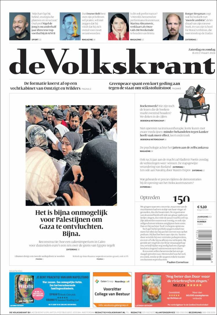 Portada de De Volkskrant (Pa&iacute;ses Bajos)