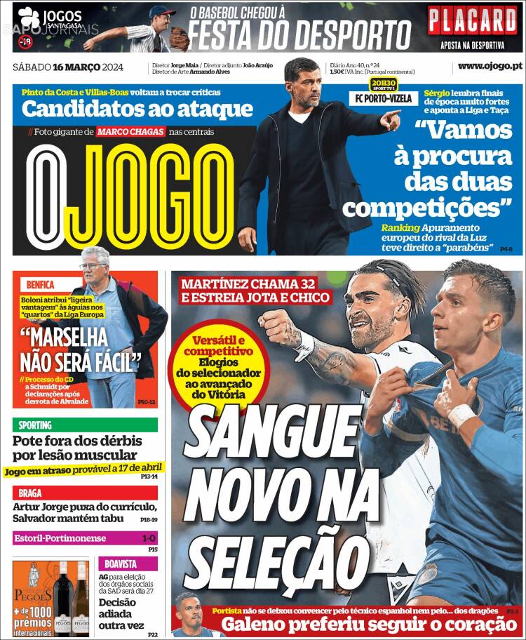 Portada de O Jogo (Portugal)