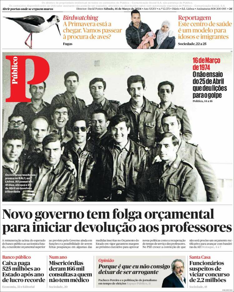 Portada de Público (Portugal)
