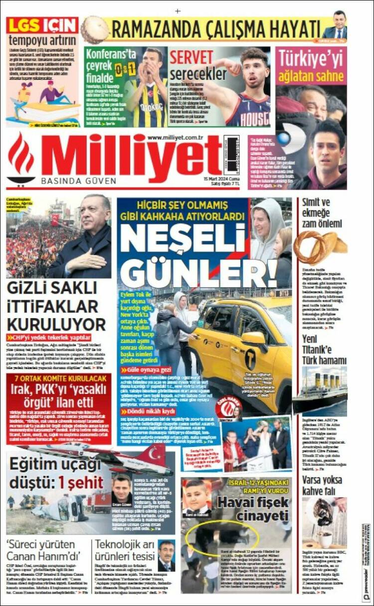 Portada de Milliyet (Turqu&iacute;a)