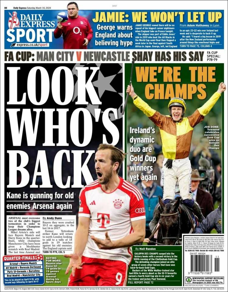 Portada de Express Sport (Reino Unido)