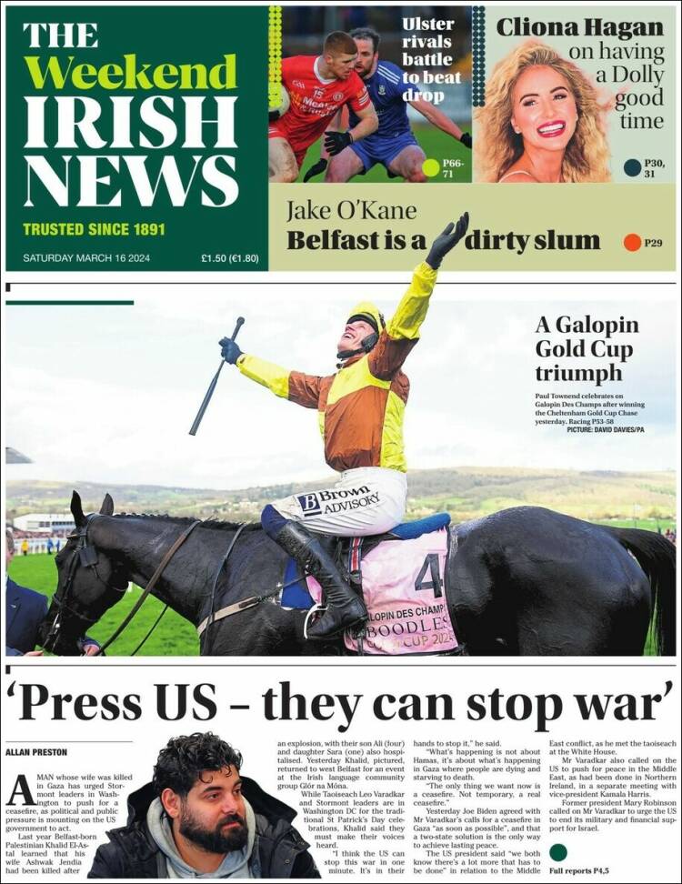 Portada de Irish News (Reino Unido)