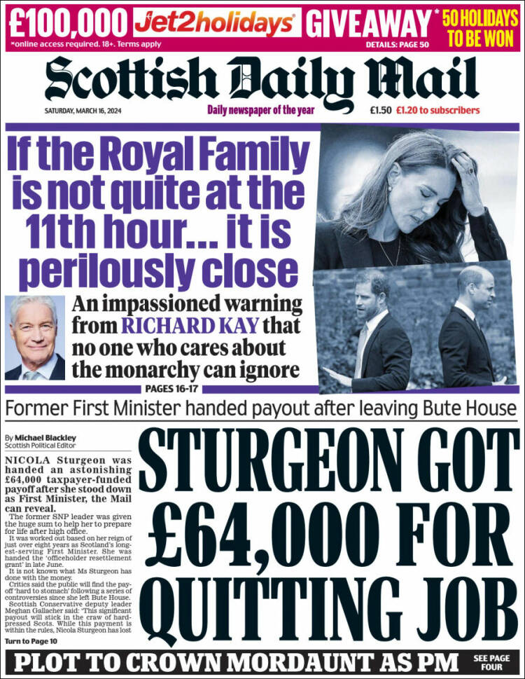 Portada de Scottish Daily Mail (Reino Unido)