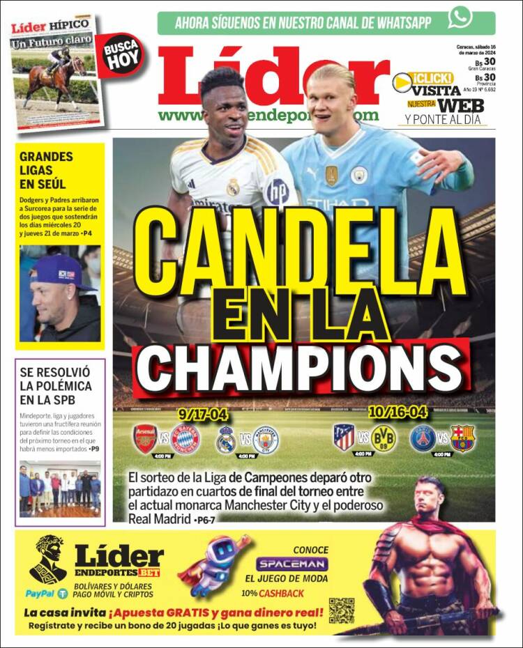 Portada de Lider en deportes (Venezuela)