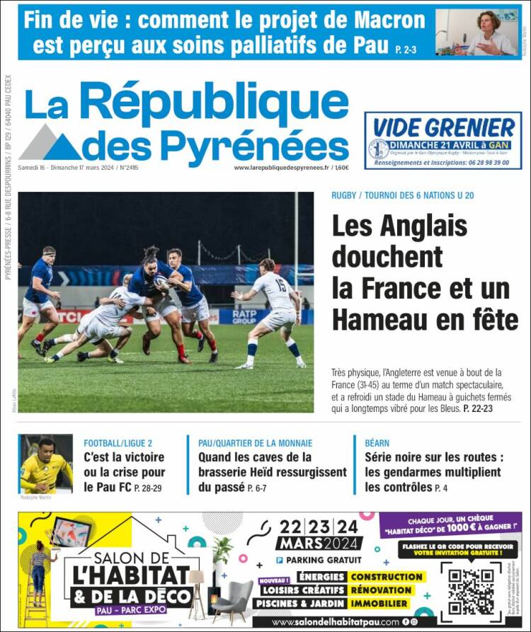 Portada de La République des Pyrénées (Francia)