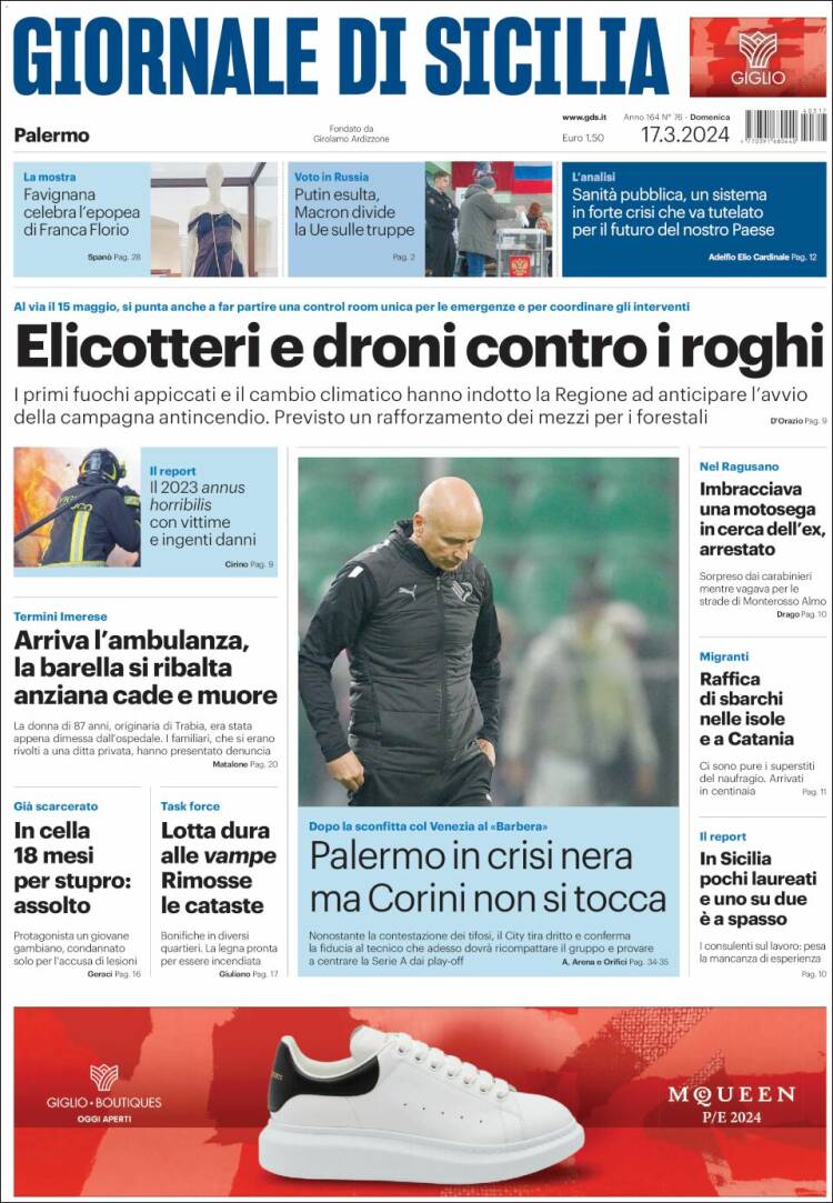 Portada de Giornale di Sicilia (Italia)