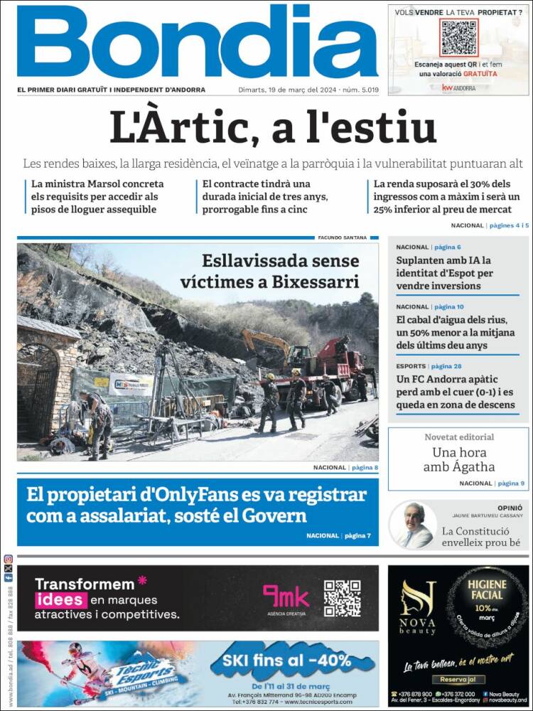Portada de Diari Bondia (Andorra)