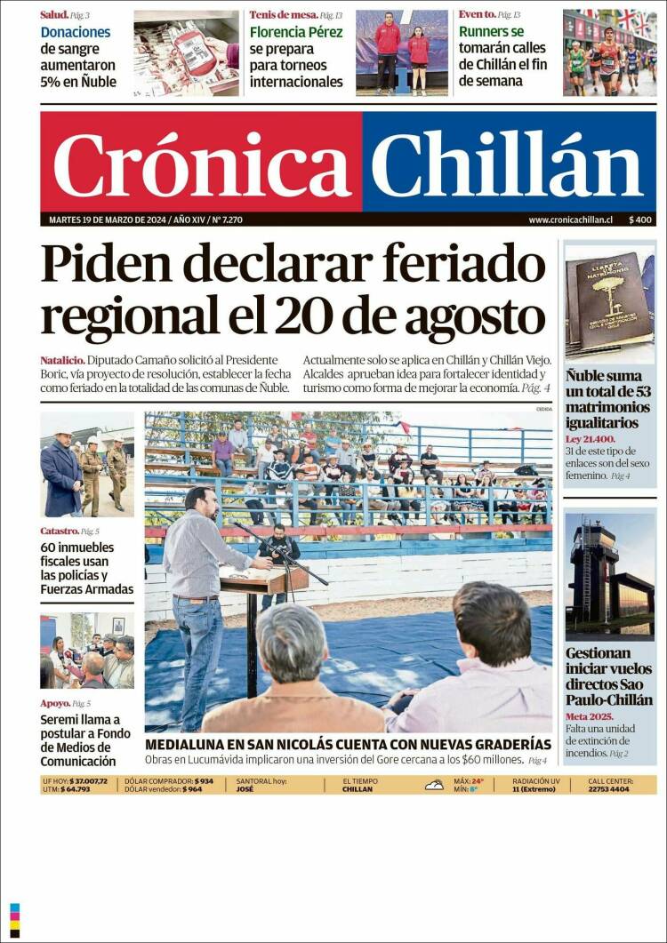 Portada de Crónica Chillán (Chile)