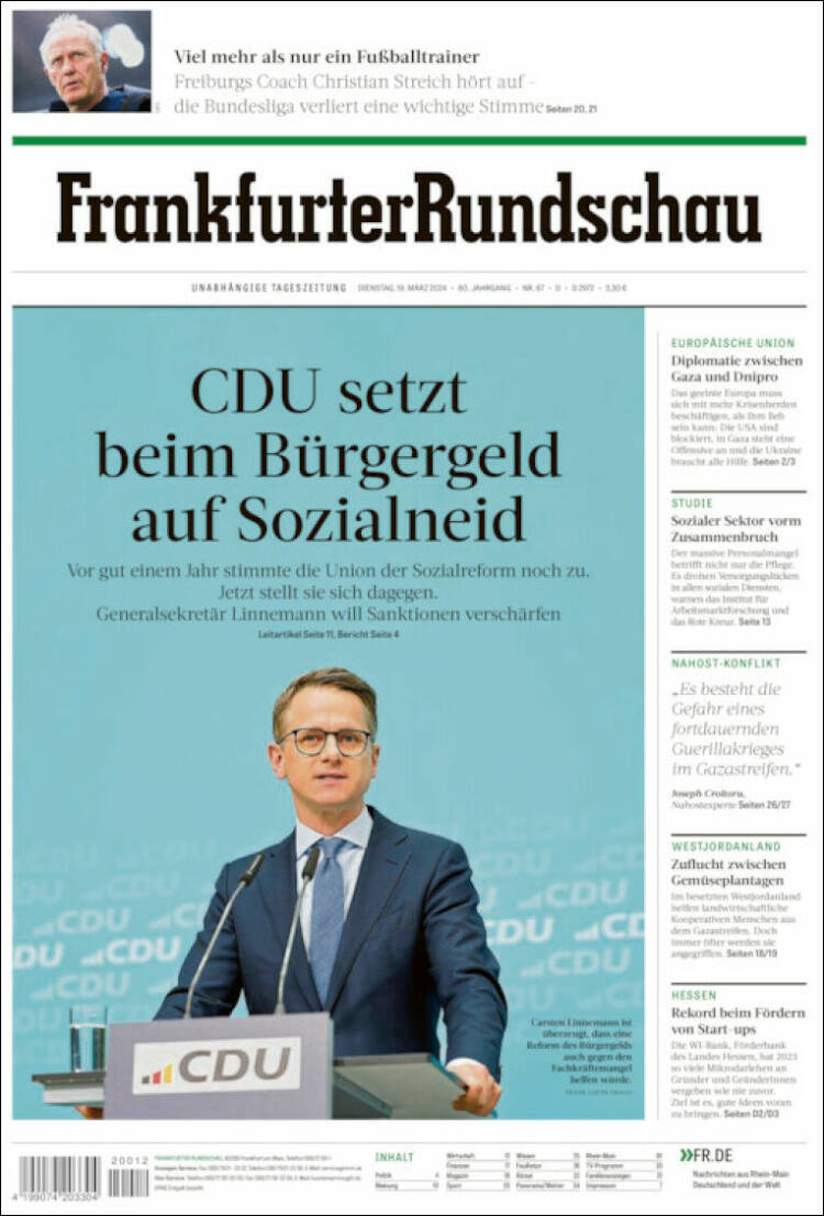 Portada de Frankfurter Rundschau (Alemania)