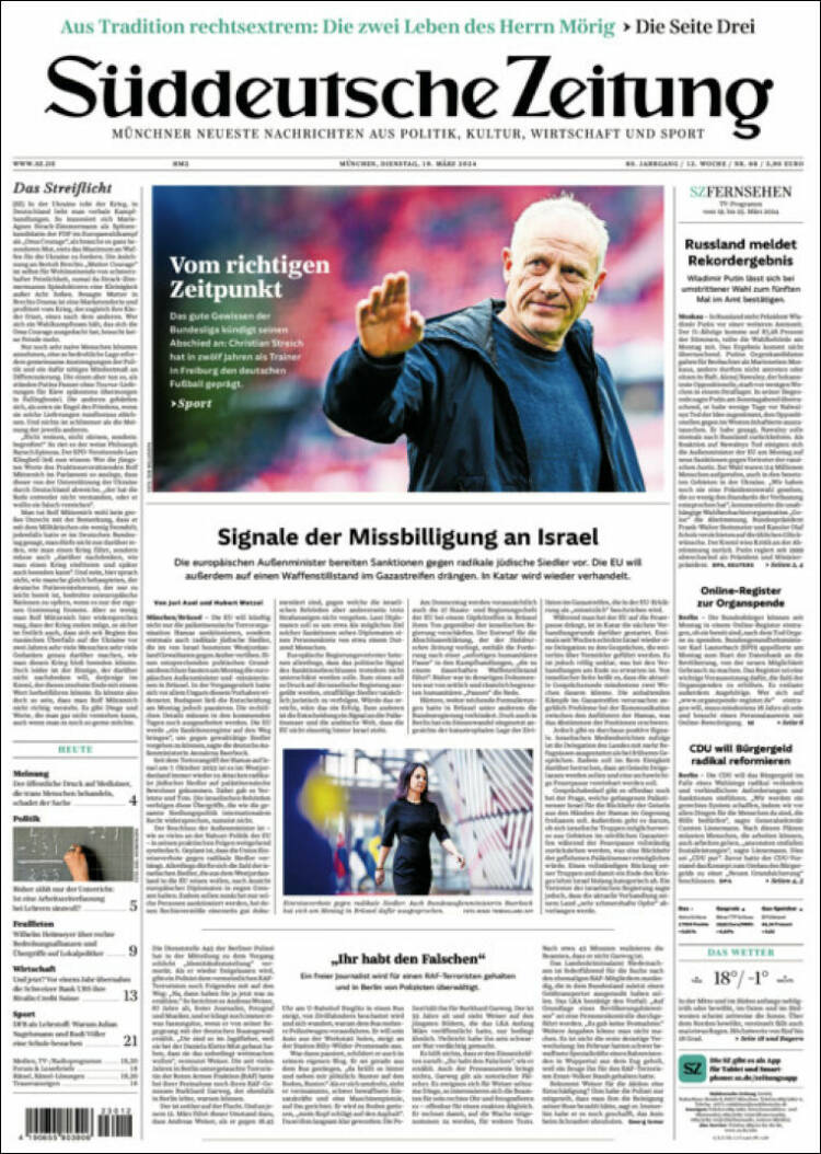 Portada de Sueddeutsche (Alemania)