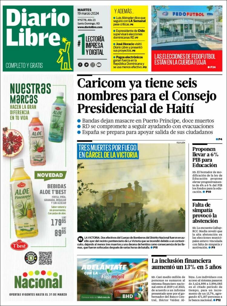Portada de Diario Libre (R. Dominicana)
