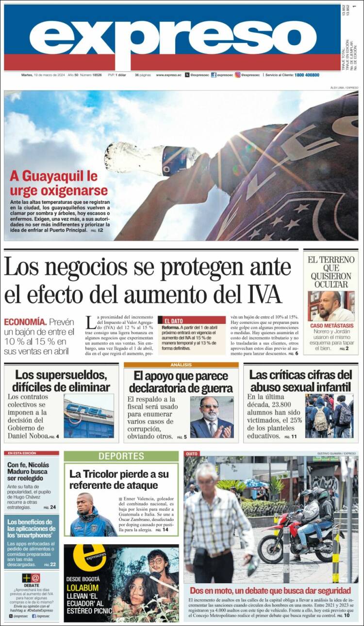 Portada de Expreso (Ecuador)