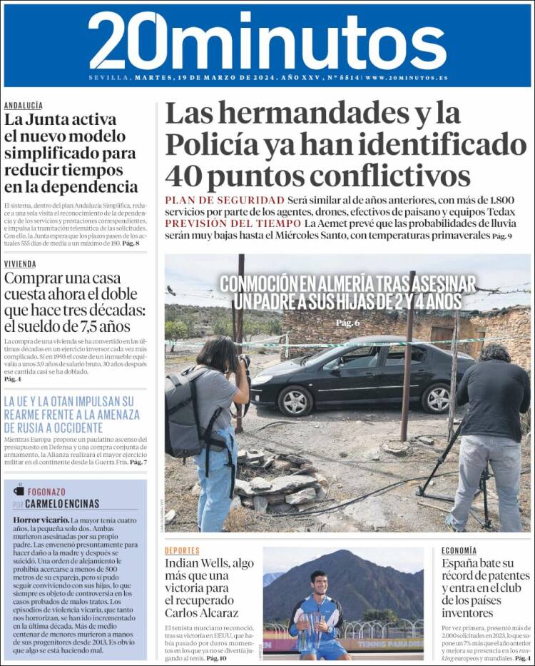 Portada de 20 Minutos - Sevilla (Espa&ntilde;a)