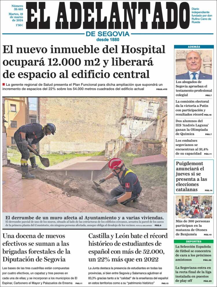 Portada de El Adelantado de Segovia (Espa&ntilde;a)