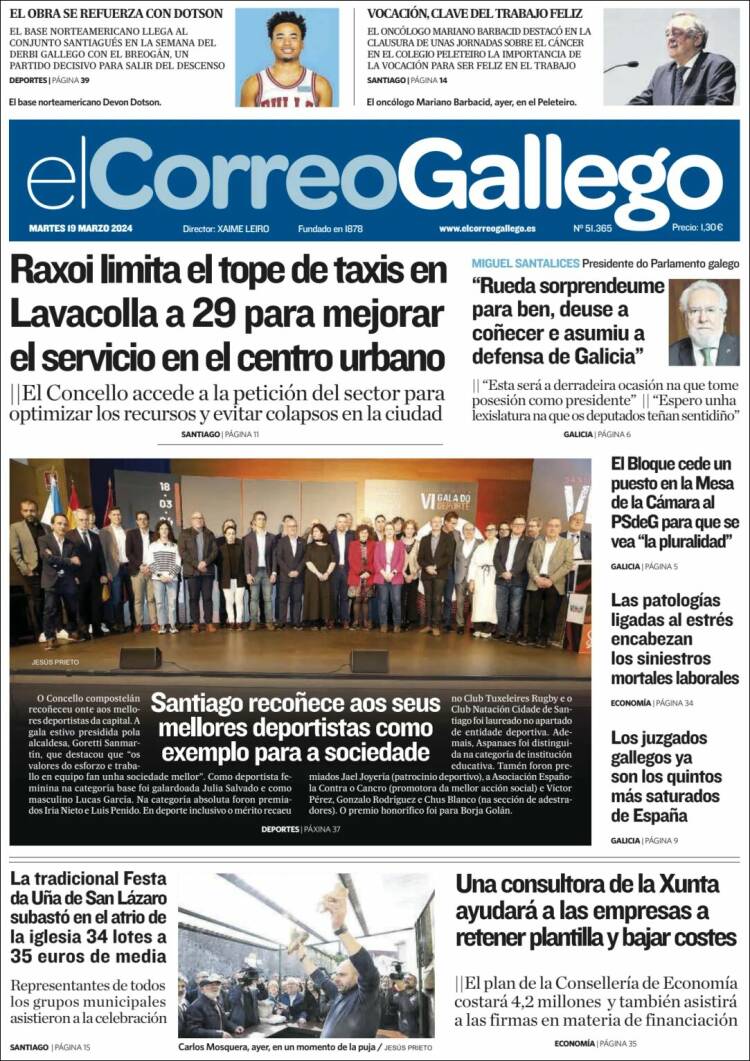 Portada de El Correo Gallego (Espa&ntilde;a)