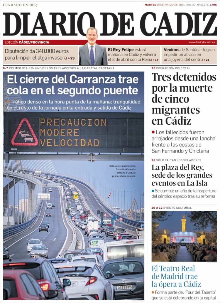 Portada de Diario de Cádiz (Espa&ntilde;a)