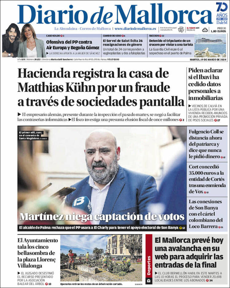 Portada de Diario de Mallorca (Espa&ntilde;a)