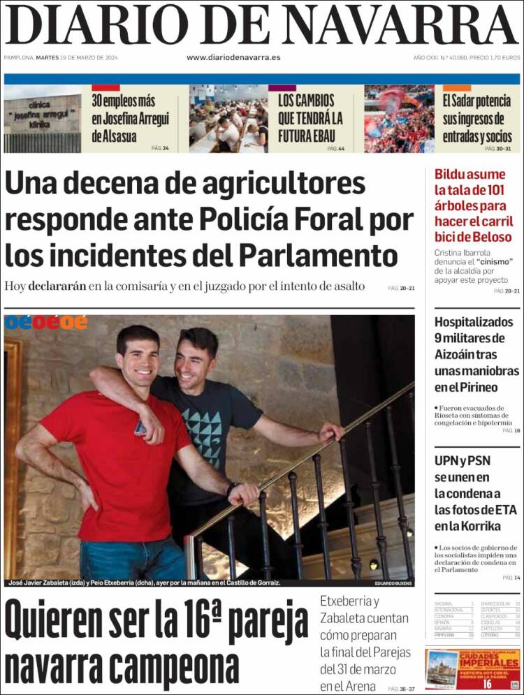 Portada de Diario de Navarra (Espa&ntilde;a)