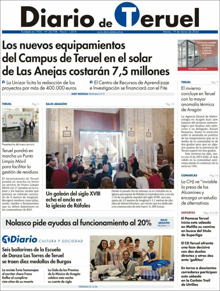 Portada de Diario de Teruel (Espa&ntilde;a)