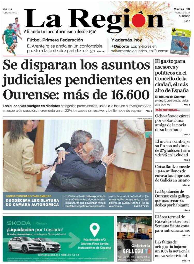 Portada de La Región de Ourense (Espa&ntilde;a)