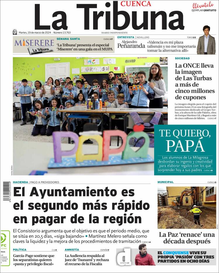 Portada de La Tribuna de Cuenca (Espa&ntilde;a)