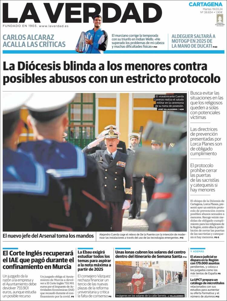 Portada de La Verdad de Cartagena (Espa&ntilde;a)