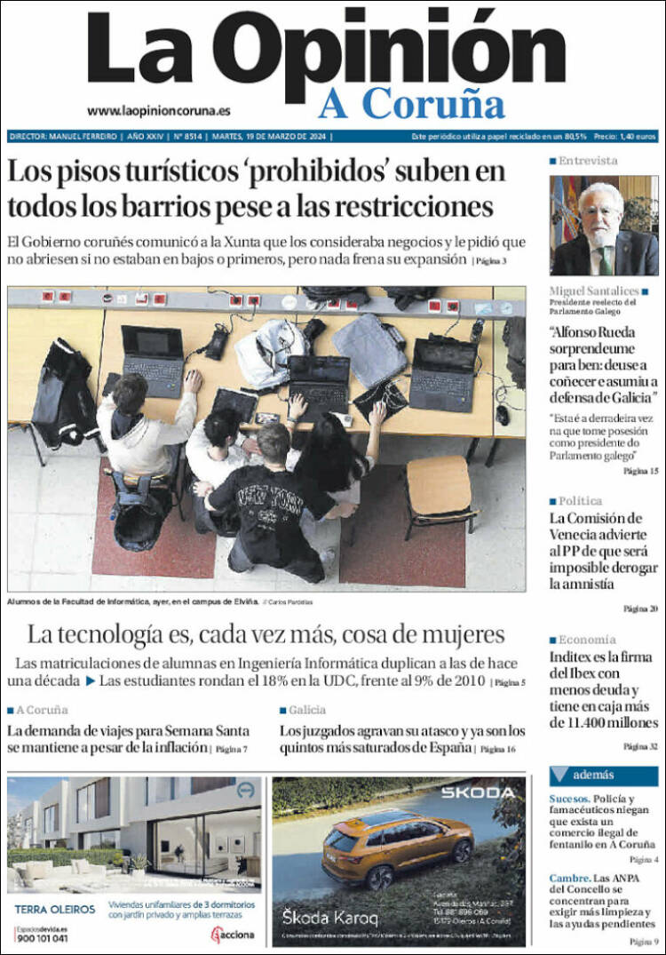 Portada de La Opinión de A Coruña (Espa&ntilde;a)