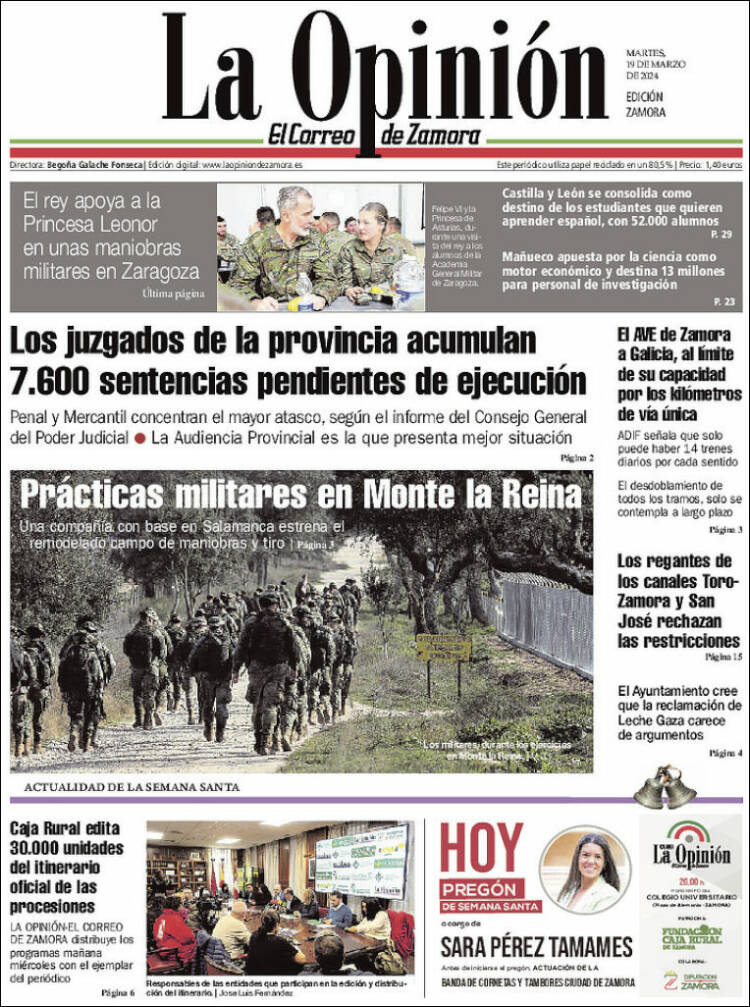 Portada de La Opinión - El Correo de Zamora (Espa&ntilde;a)