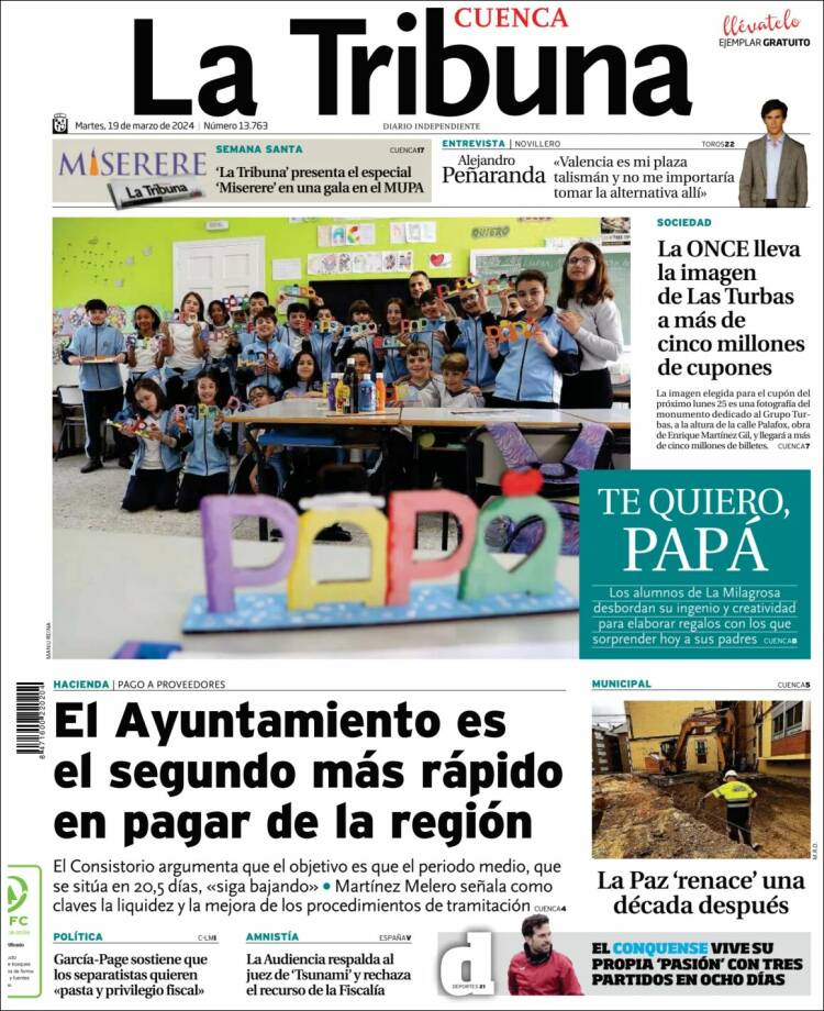Portada de La Tribuna de Cuenca (Espa&ntilde;a)