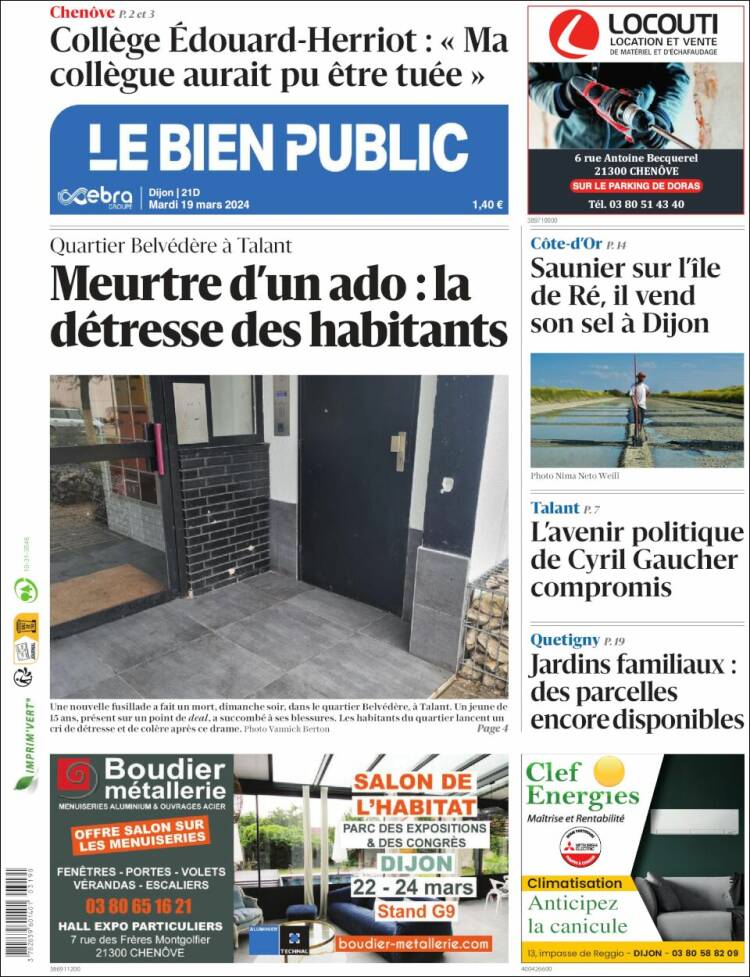 Portada de Le Bien Public (Francia)